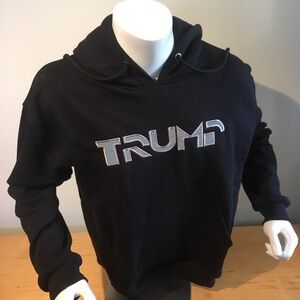 Cool! Trump campaign hoodie with silver raised tackle twill logo